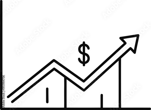Business performance graph indicating rising profit margins