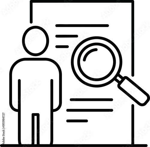 Candidate screening and recruitment search icon