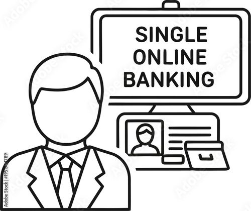 Digital banking services displayed on computer monitor