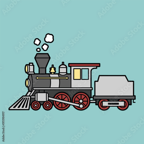 Vintage Steam Locomotive Train Engine.