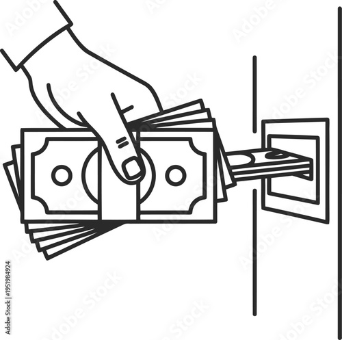 Hand depositing cash into a banking slot
