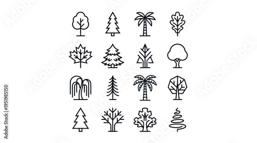 Collection of various tree icons.