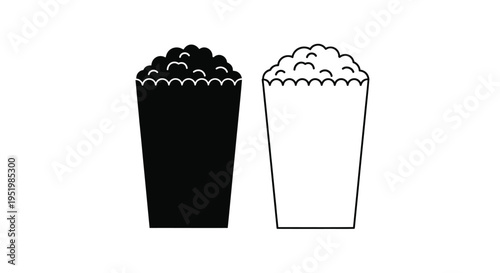 Two popcorn containers one dark and one light in silhouette