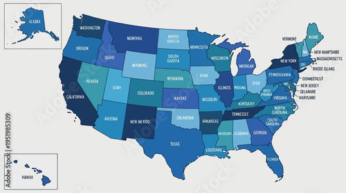 A color-coded map of the United States.