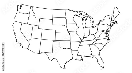 Map of the United States of America.