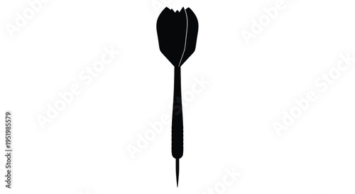 A black dart with a pointed tip isolated against a white background silhouette