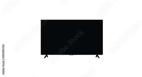 Minimalist television set with legs a stark black shape silhouette