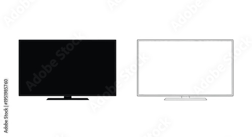 Two television sets one dark and one light in graphic silhouette
