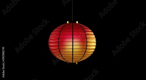 Red and yellow hanging lantern on black background
