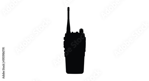 Black silhouette of a two way radio on a white background silhouette