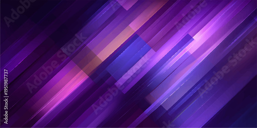 Abstract, dynamic, and visually striking composition of intersecting geometric lines in a vibrant purple and violet color palette, radiating energy.