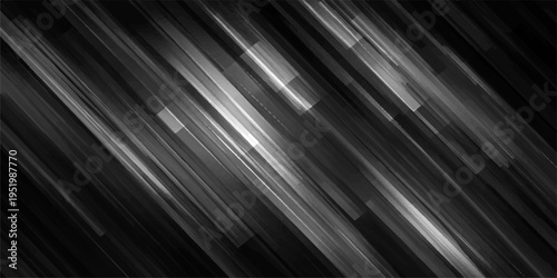 Abstract black and white dynamic lines of light gracefully cascade across the frame. this design evoke motion and modernity.