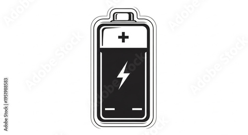 Battery Icon with Lightning Bolt, Energy Symbol, Power Source.