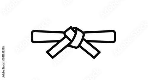 A black outline of a tied martial arts belt is depicted horizontally on a plain white background.