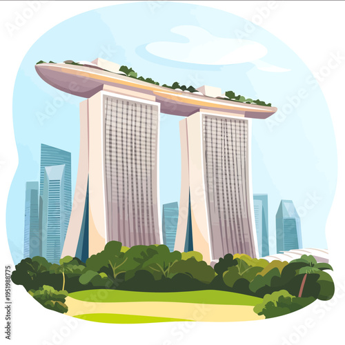 simple vector Singapura clipart illustration white background vector art style simple design flat illustration no shadows