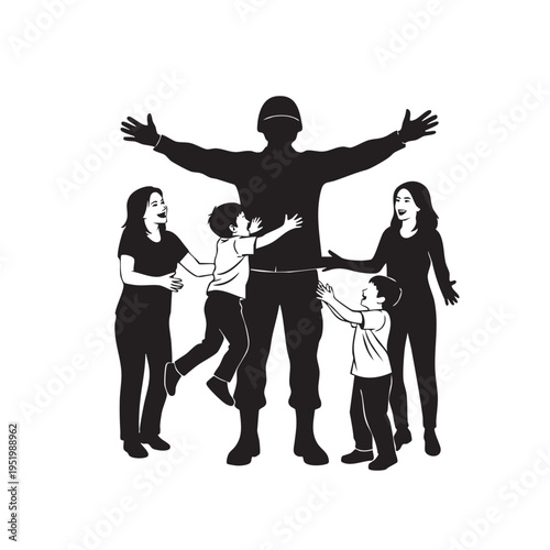 Soldier Returning Home Military Family Reunion Welcome Back Hug Emotional Moment