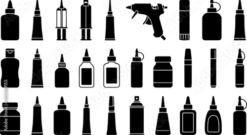 Vector glue icon set. Liquid glue icons.
