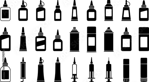 Vector glue icon set. Liquid glue icons.

