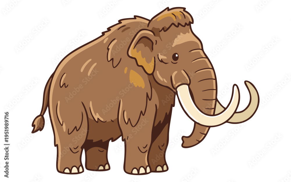 Fototapeta premium Cute Woolly Mammoth Cartoon Illustration