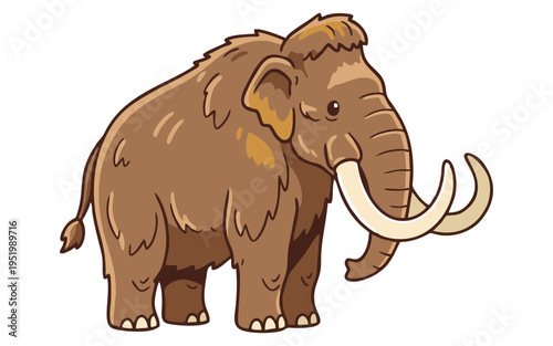 Cute Woolly Mammoth Cartoon Illustration