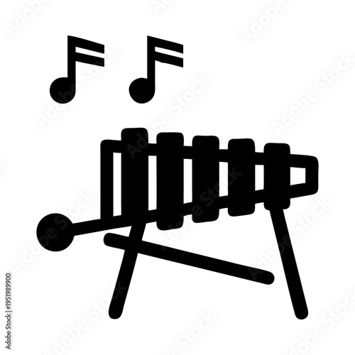Xylophone notes musical instrument percussion melody rhythm silhouette vector illustration