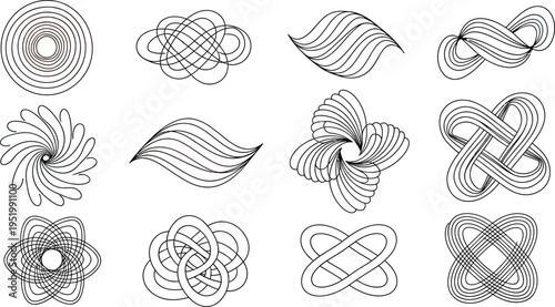 Collection of intricate line art designs and patterns