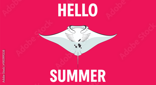 Hello Summer manta ray vector illustration