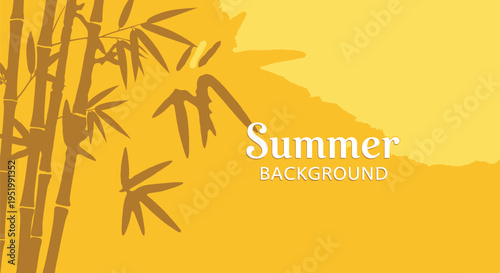 Summer background vector with bamboo illustration