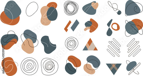 Abstract art collection of geometric shapes and patterns