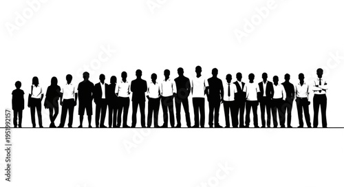Silhouette Crowd - A Diverse Group of People Standing Together in Unity.