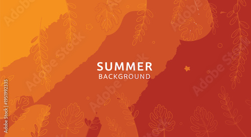 Summer background vector with orange red gradient