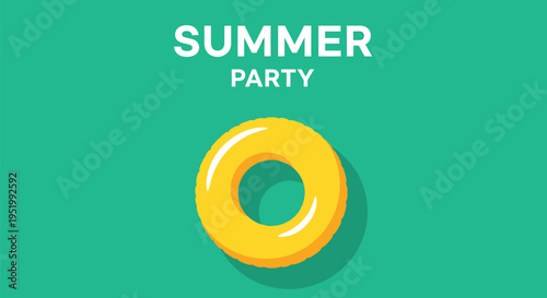 Summer party vector icon of yellow inflatable ring