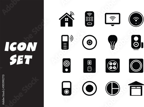 Modern smart home device icon set for user interfaces and applications