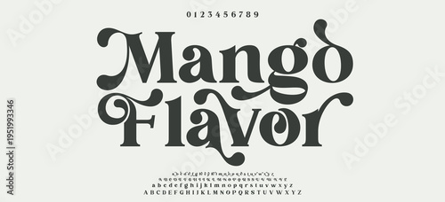 Mango Flavor Elegant awesome alphabet letters font and number. unique serif font. Classic Lettering Minimal Fashion Designs. Typography fonts regular uppercase and lowercase. vector illustration