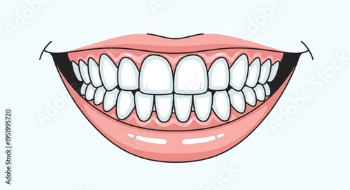 Illustration of a smiling mouth with healthy white teeth.