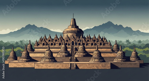 Borobudur Temple - A Majestic Buddhist Monument in Indonesia.