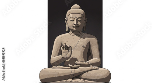 Meditative Buddha Statue - Serene Stone Sculpture in Lotus Position.
