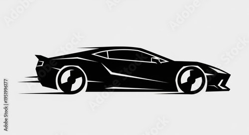 Sleek Black Sports Car in Motion - A Dynamic Automotive Illustration.