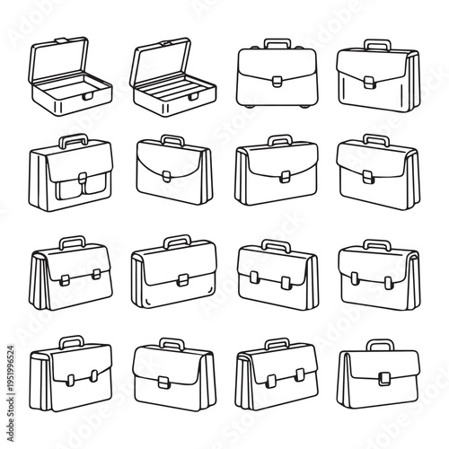 Assortment of Briefcases and Attache CasesLine Art Collection