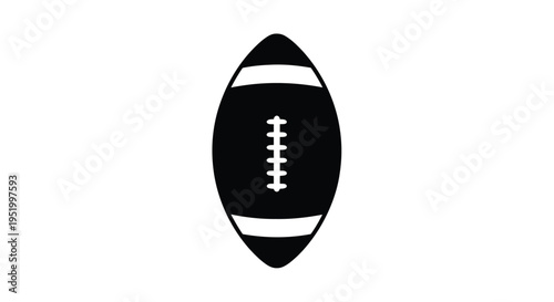 A simple black silhouette of an american football starkly defined silhouette