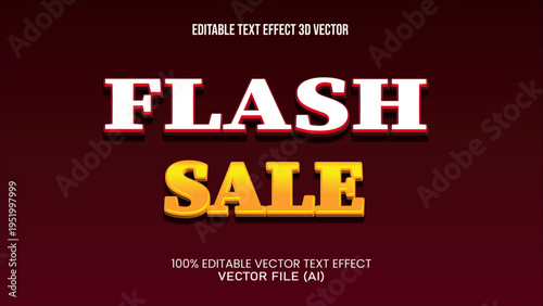 '' FLASH SALE ''TEXT EFFECT VECTOR 3D