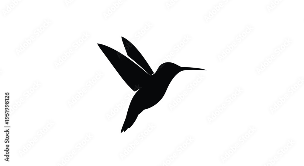 Obraz premium A striking black hummingbird in flight a minimalist silhouette