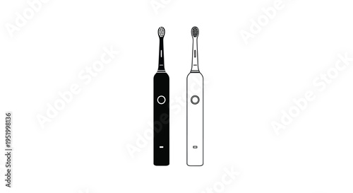 Three electric toothbrushes displayed in a minimalist black and white silhouette
