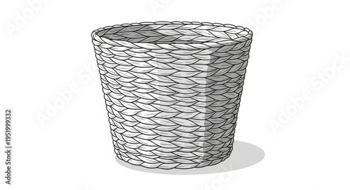Woven Basket Illustration - Rustic Storage and Decorative Container.