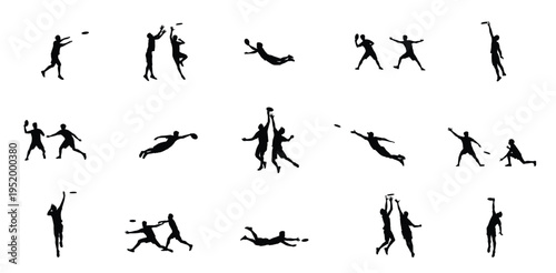 male ultimate flying disc player silhouette