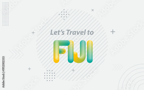 A colorful graphic inviting travel to Fiji with a modern design