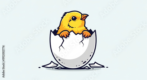 Adorable Chick Hatching from Egg - A Symbol of New Beginnings and Spring.