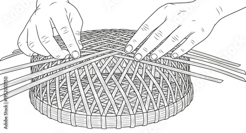 Hands Weaving a Basket - Crafting Tradition and Skill.