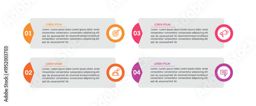 Business vector infographic template with 4 options or steps. Can be used for workflow layout, diagram, annual report, web design	
