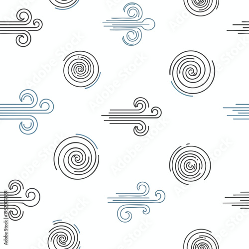Repeating pattern of abstract wind and swirl icons
